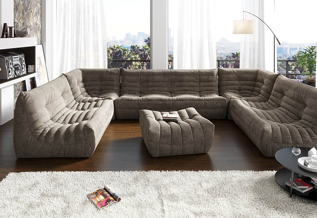 П-образный модульный диван ДеФранс в гостиной